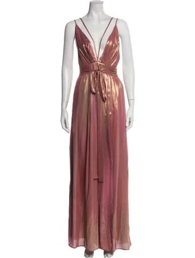 Pre-owned Michael Costello X Revolve V-neck Long Dress W/ Tags In Pink