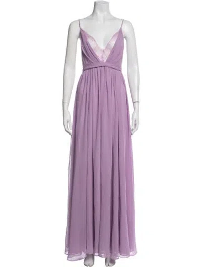 Pre-owned Michael Costello X Revolve V-neck Long Dress W/ Tags In Purple