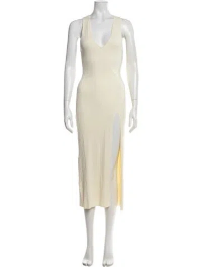 Pre-owned Michael Costello X Revolve V-neck Long Dress W/ Tags In Yellow