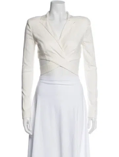 Pre-owned Michael Costello X Revolve V-neck Long Sleeve Crop Top In White