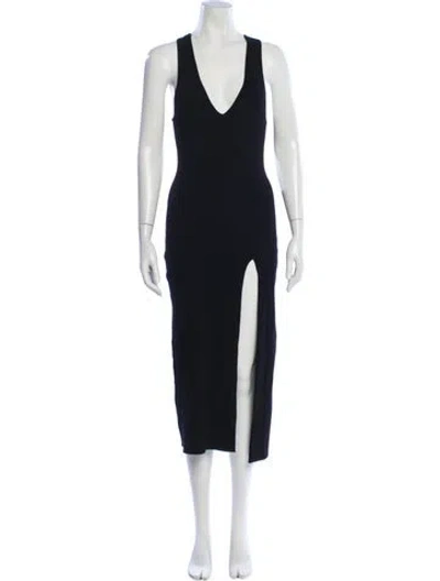 Pre-owned Michael Costello X Revolve V-neck Midi Length Dress In Black