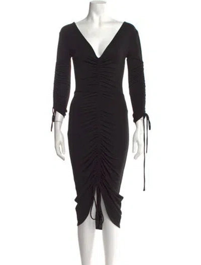Pre-owned Michael Costello X Revolve V-neck Midi Length Dress In Black