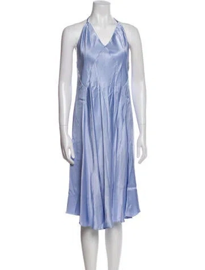 Pre-owned Michael Costello X Revolve V-neck Midi Length Dress In Blue