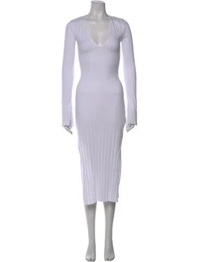 Pre-owned Michael Costello X Revolve V-neck Midi Length Dress In Gray