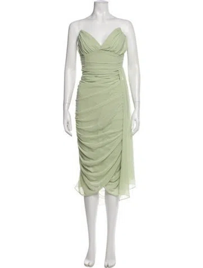 Pre-owned Michael Costello X Revolve V-neck Midi Length Dress In Green