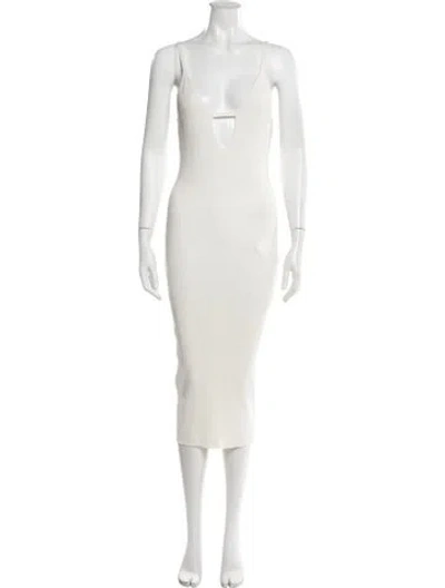 Pre-owned Michael Costello X Revolve V-neck Midi Length Dress In Neutrals
