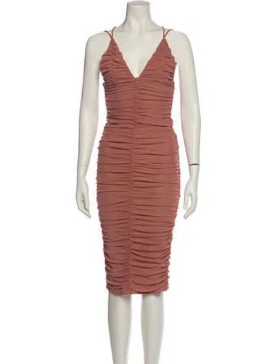 Pre-owned Michael Costello X Revolve V-neck Midi Length Dress In Pink