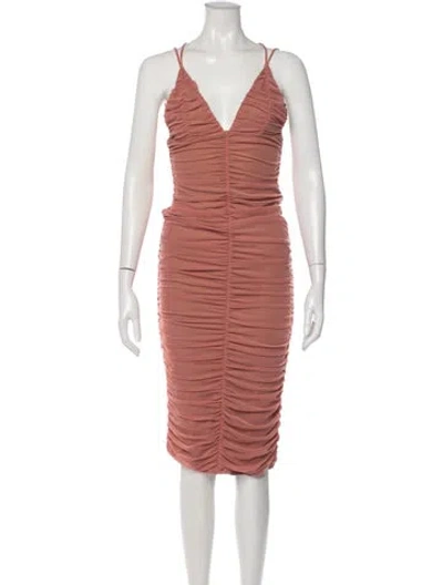 Pre-owned Michael Costello X Revolve V-neck Midi Length Dress In Pink