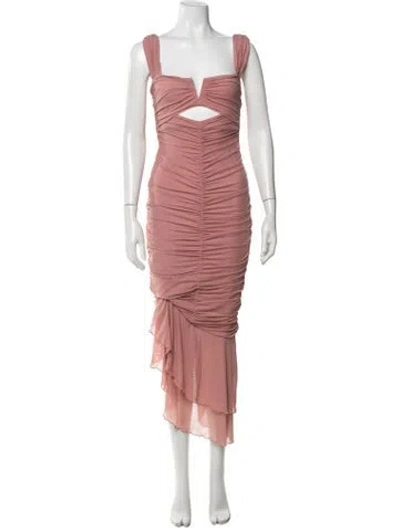 Pre-owned Michael Costello X Revolve V-neck Midi Length Dress In Pink