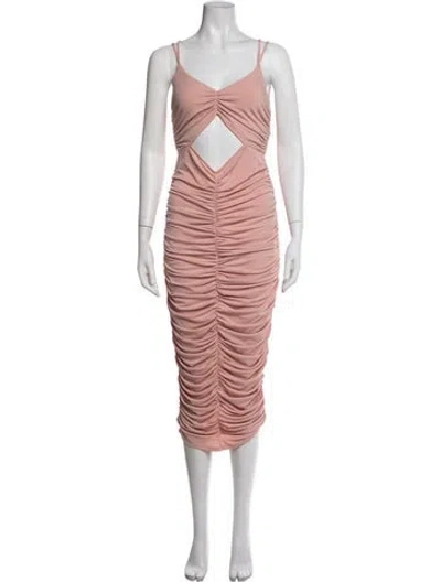 Pre-owned Michael Costello X Revolve V-neck Midi Length Dress In Pink