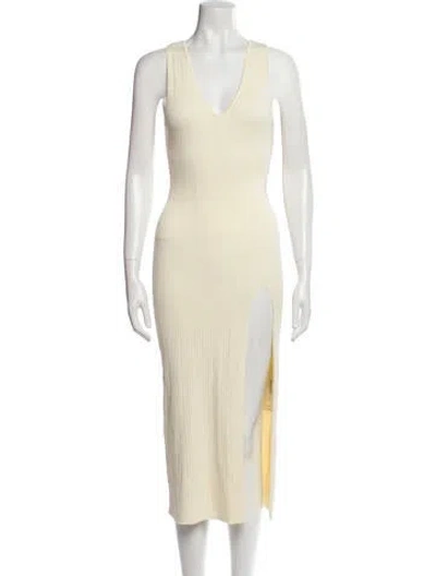 Pre-owned Michael Costello X Revolve V-neck Midi Length Dress W/ Tags In Neutral