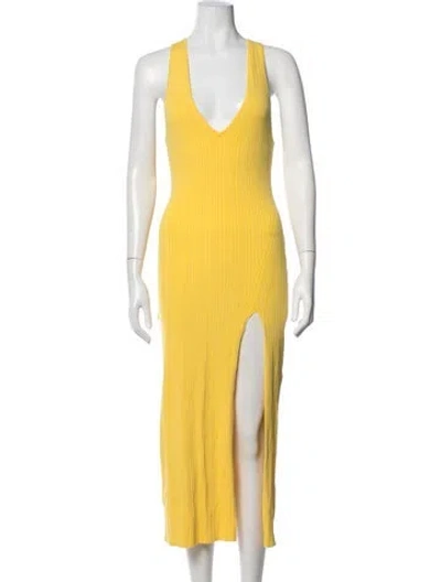Pre-owned Michael Costello X Revolve V-neck Midi Length Dress In Yellow