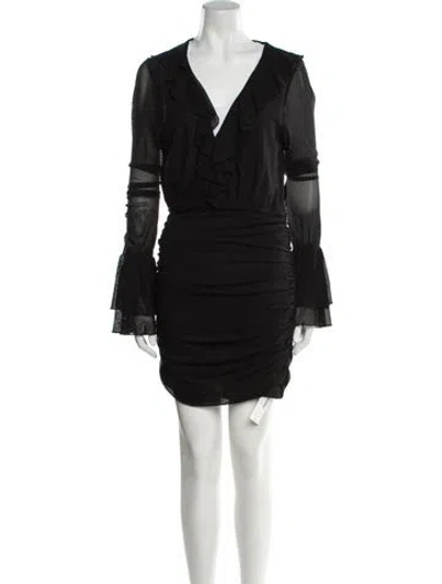 Pre-owned Michael Costello X Revolve V-neck Mini Dress In Black