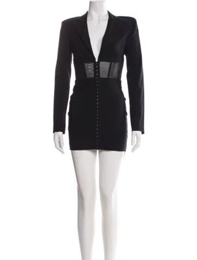 Pre-owned Michael Costello X Revolve V-neck Mini Dress In Black