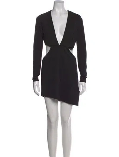 Pre-owned Michael Costello X Revolve V-neck Mini Dress In Black