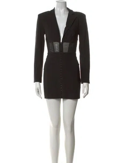 Pre-owned Michael Costello X Revolve V-neck Mini Dress In Black