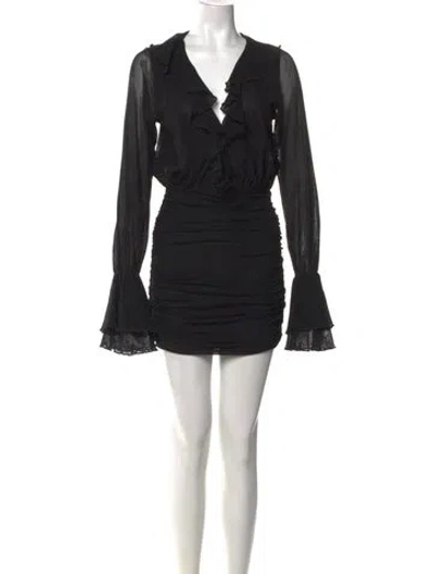 Pre-owned Michael Costello X Revolve V-neck Mini Dress In Black