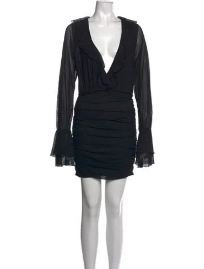 Pre-owned Michael Costello X Revolve V-neck Mini Dress In Black