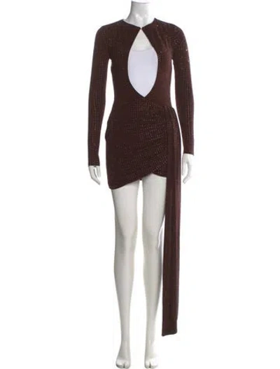 Pre-owned Michael Costello X Revolve V-neck Mini Dress In Brown