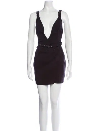 Pre-owned Michael Costello X Revolve V-neck Mini Dress In Brown