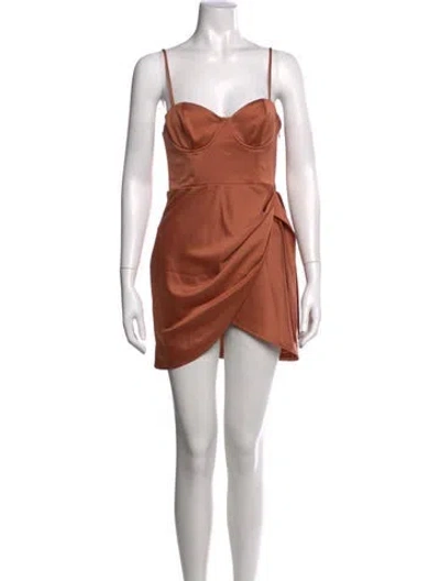 Pre-owned Michael Costello X Revolve V-neck Mini Dress In Brown