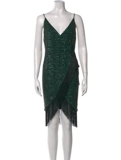 Pre-owned Michael Costello X Revolve V-neck Mini Dress In Green