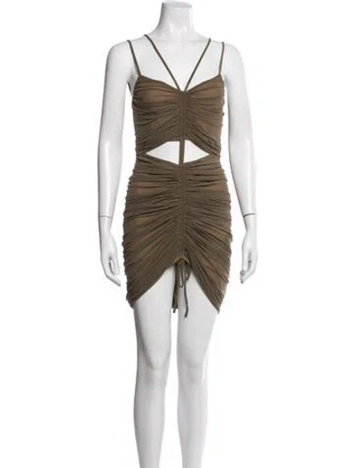 Pre-owned Michael Costello X Revolve V-neck Mini Dress In Green