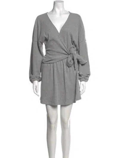 Pre-owned Michael Costello X Revolve V-neck Mini Dress In Grey