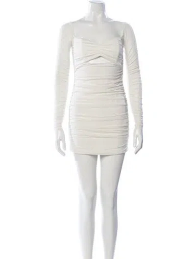 Pre-owned Michael Costello X Revolve V-neck Mini Dress In Neutral
