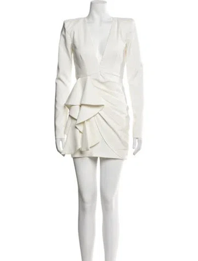 Pre-owned Michael Costello X Revolve V-neck Mini Dress In Neutrals