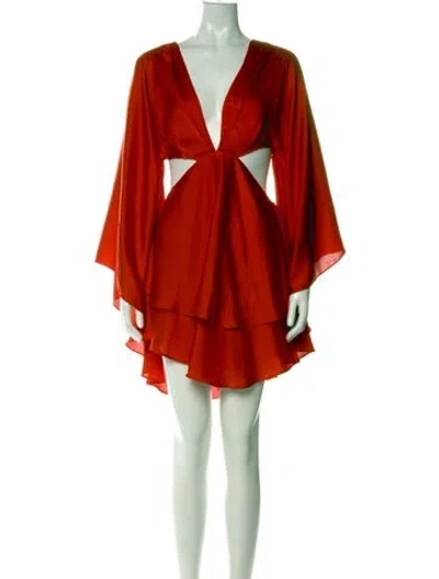 Pre-owned Michael Costello X Revolve V-neck Mini Dress In Orange