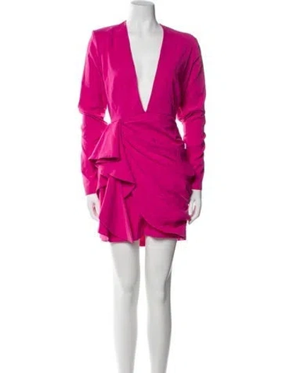 Pre-owned Michael Costello X Revolve V-neck Mini Dress In Pink