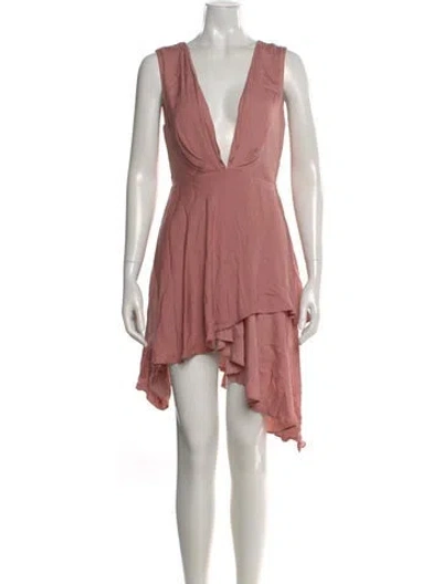 Pre-owned Michael Costello X Revolve V-neck Mini Dress In Pink