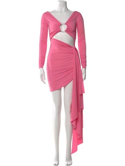 Pre-owned Michael Costello X Revolve V-neck Mini Dress In Pink