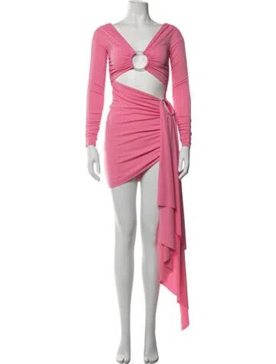Pre-owned Michael Costello X Revolve V-neck Mini Dress In Pink