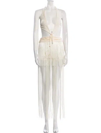 Pre-owned Michael Costello X Revolve V-neck Mini Dress W/ Tags In Neutral
