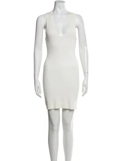 Pre-owned Michael Costello X Revolve V-neck Mini Dress In White