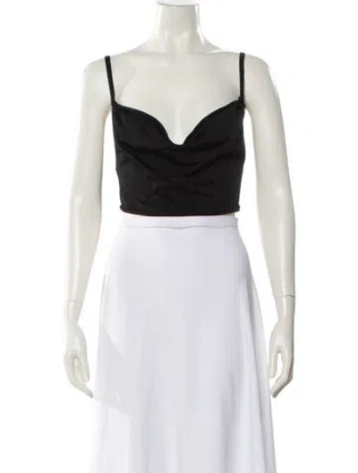 Pre-owned Michael Costello X Revolve V-neck Sleeveless Crop Top In Black