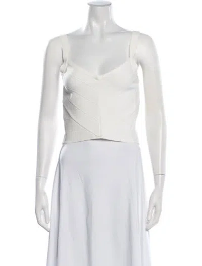 Pre-owned Michael Costello X Revolve V-neck Sleeveless Crop Top W/ Tags In Neutrals