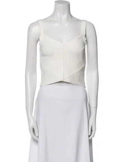 Pre-owned Michael Costello X Revolve V-neck Sleeveless Crop Top In White