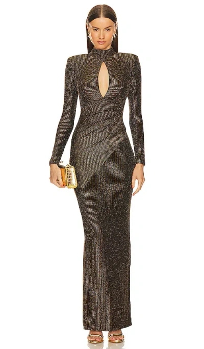 Michael Costello Abendkleid Winnie In Black,metallic Gold