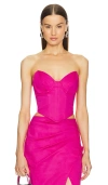 Michael Costello X Revolve Zosia Corset Top In 艳粉色