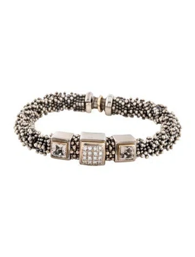 Pre-owned Michael Dawkins Diamond & Quartz Link Bracelet, 5.75" In Multi