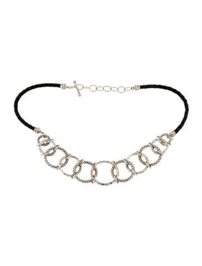 Pre-owned Michael Dawkins Leather Ring Collar Necklace, 20" In Multi