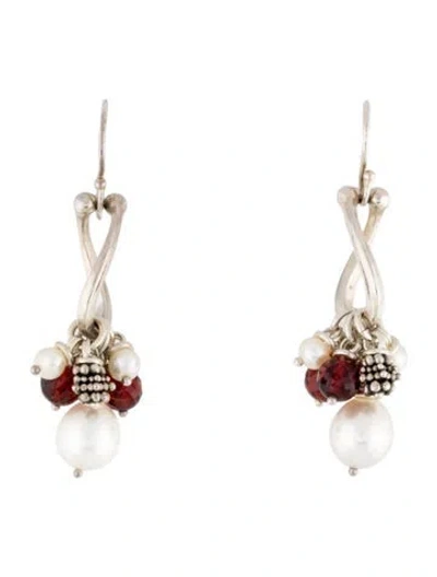 Pre-owned Michael Dawkins Pearl & Stone Drop Earrings In Multi