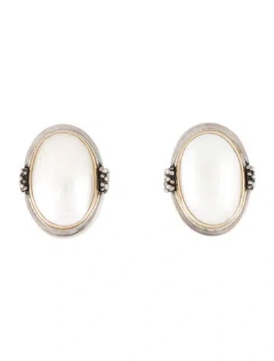 Pre-owned Michael Dawkins Pearl Clip-on Earrings In Multi
