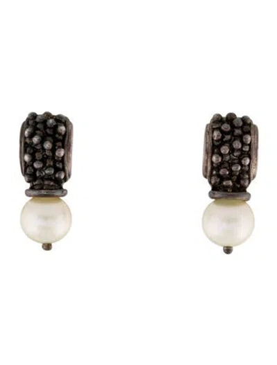 Pre-owned Michael Dawkins Pearl Drop Earrings In Multi