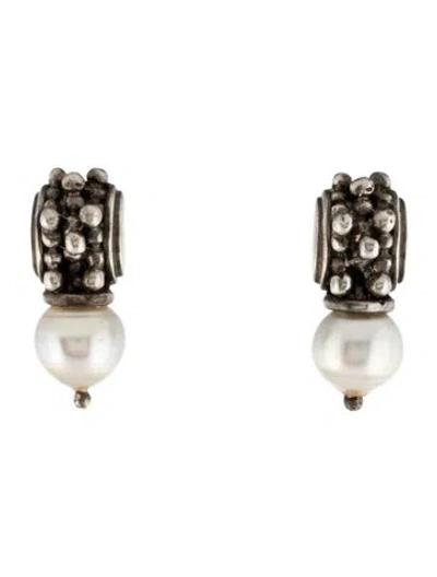 Pre-owned Michael Dawkins Pearl Drop Earrings In Multi