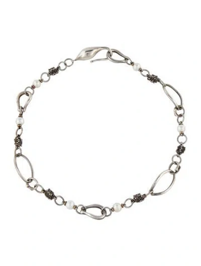 Pre-owned Michael Dawkins Pearl Link Choker Necklace, 17" In Multi