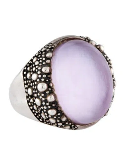Pre-owned Michael Dawkins Purple Stone & Mother Of Pearl Starry Night Cocktail Ring In Multi
